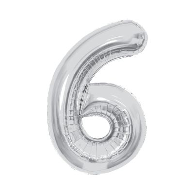 Balónek fóliový 85 cm stříbrný číslo 6 Albi Albi