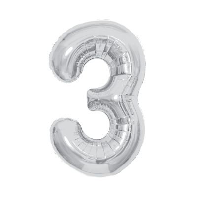 Balónek fóliový 85 cm stříbrný číslo 3 Albi Albi