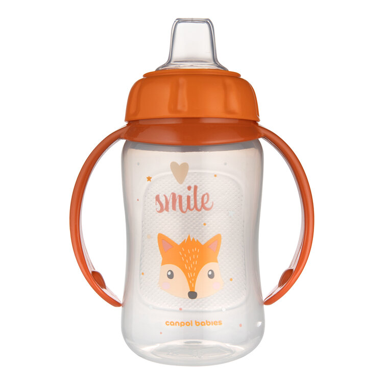 CANPOL BABIES Hrneček tréningový s úchyty Cute Animals oranžová liška