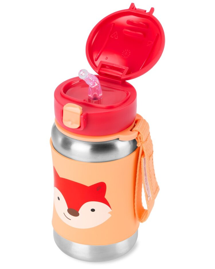 SKIP HOP Spark Style Láhev s brčkem na vodu nerez Liška 12m+ Skip Hop