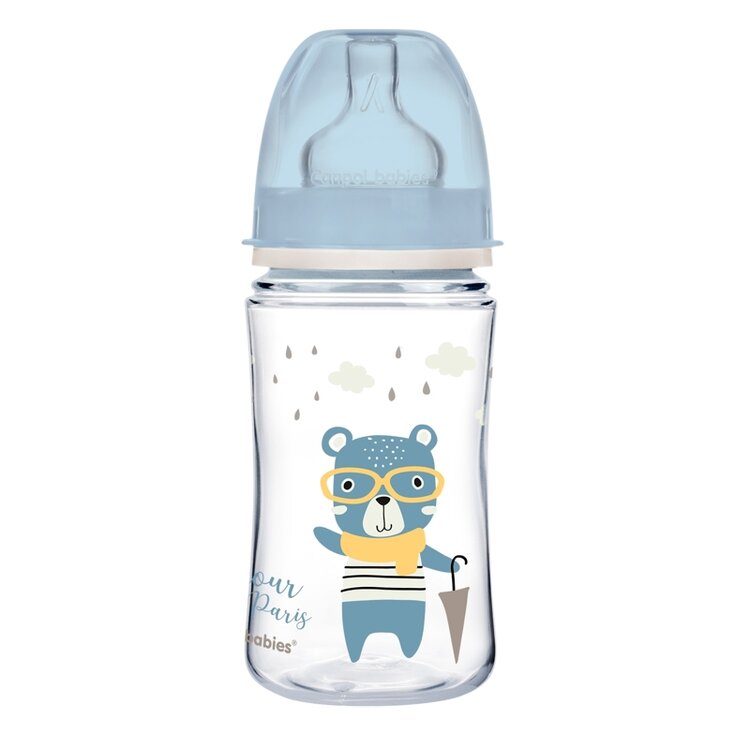 CANPOL BABIES Láhev se širokým hrdlem Bonjour Paris 240 ml modrá Canpol Babies
