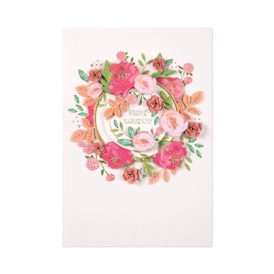 Luxusní narozeninové přání - Květinová rozeta Albi Albi