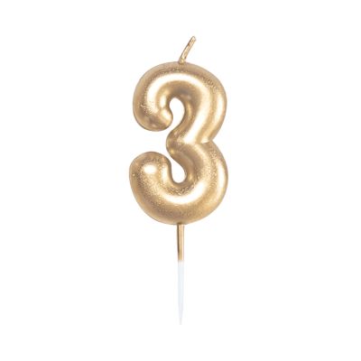 Svíčka dortová zlatá 5 cm číslo 3 Albi Albi