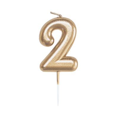 Svíčka dortová zlatá 5 cm číslo 2 Albi Albi
