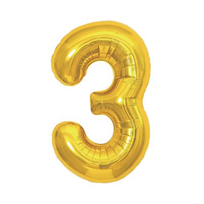 Balónek fóliový 85 cm zlatý číslo 3 Albi Albi