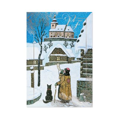 Vánoční přání Josef Lada - Ponocný troubí na roh Albi Albi