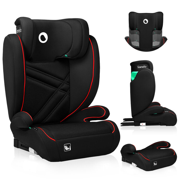 LIONELO Autosedačka Hugo i-Size (100-150 cm) Sporty Black Red LIONELO