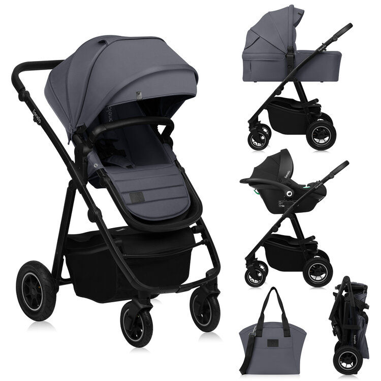 LIONELO Kočárek kombinovaný Amber Plus 3v1 Grey Graphite LIONELO