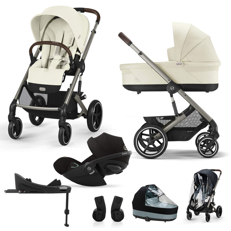 CYBEX SET Kočárek kombinovaný Balios S Lux Seashell Beige Gold 2024 s autosedačkou a doplňky Cybex