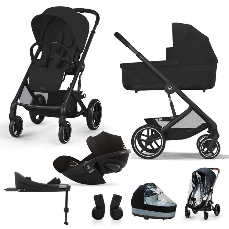 CYBEX SET Kočárek kombinovaný Balios S Lux Black Moon Black Gold 2024 s autosedačkou a doplňky Cybex