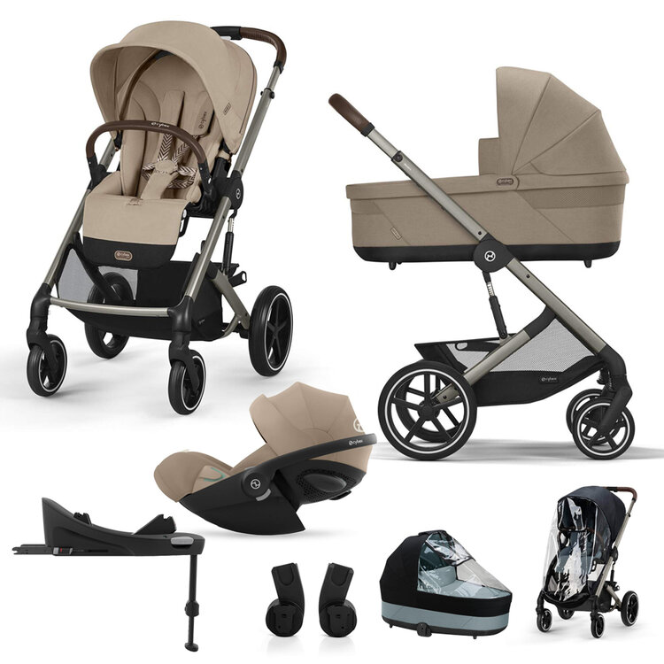CYBEX SET Kočárek kombinovaný Balios S Lux Almond Beige Gold 2024 s autosedačkou a doplňky Cybex