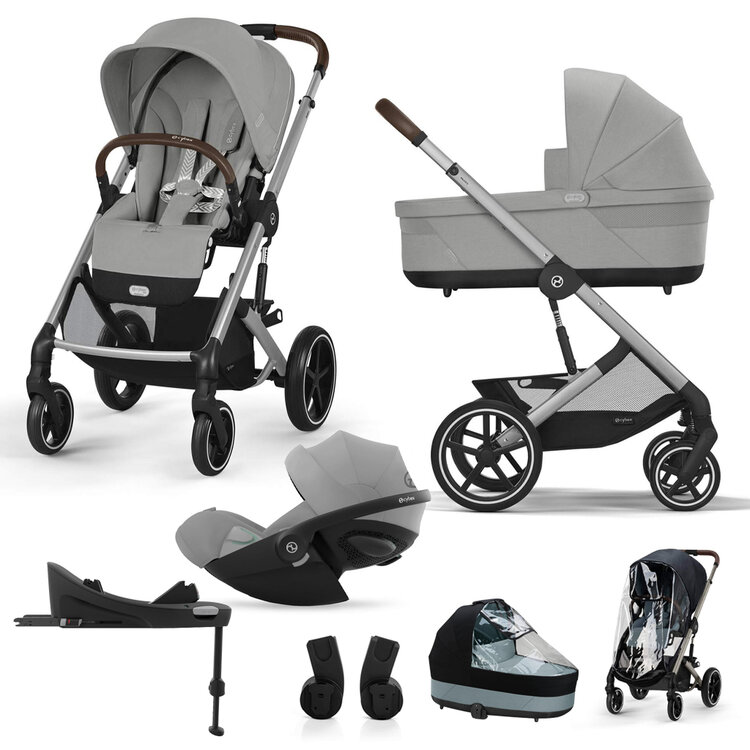 CYBEX SET Kočárek kombinovaný Balios S Lux Silver Stone Grey Gold 2024 s autosedačkou a doplňky Cybex