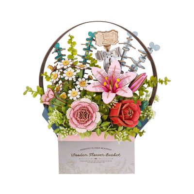 Dřevěné květiny - Košík květin Robotime Robotime