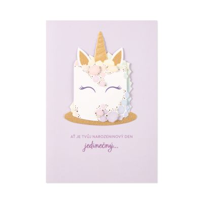 Luxusní narozeninové přání - Dortový jednorožec Albi Albi