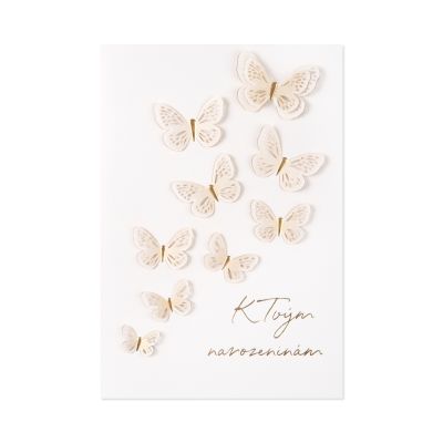 Luxusní narozeninové přání - Bílí motýlci Albi Albi