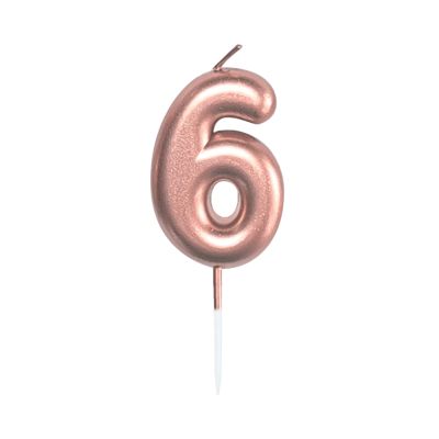 Svíčka dortová rose gold 5 cm číslo 6 Albi Albi