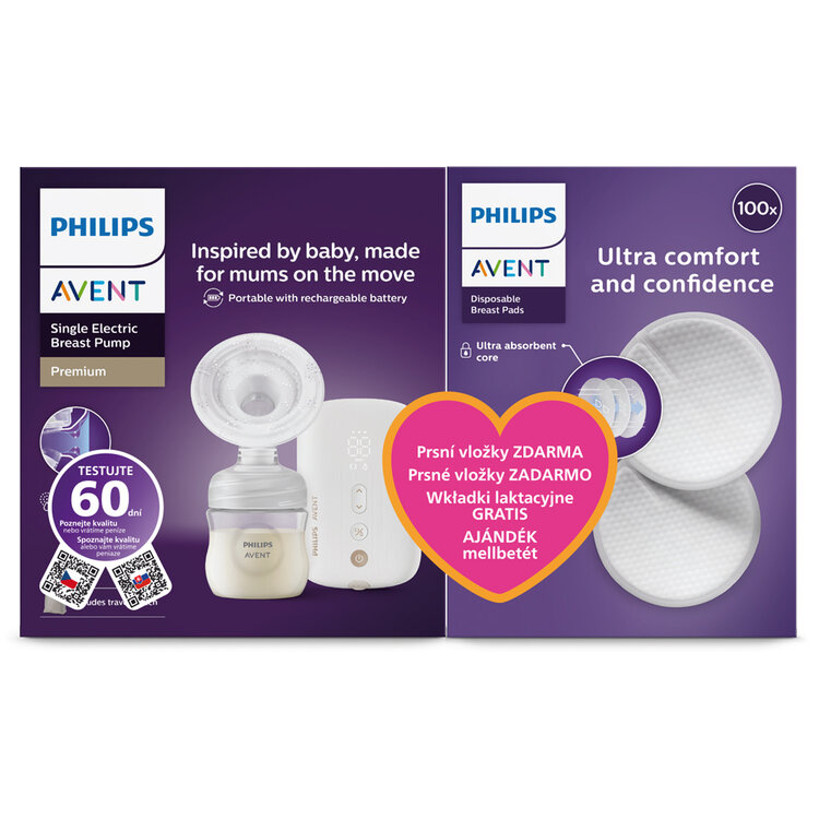 Philips AVENT Odsávačka mateřského mléka elektrická Premium nabíjecí SCF396/31+Dárek Philips Avent