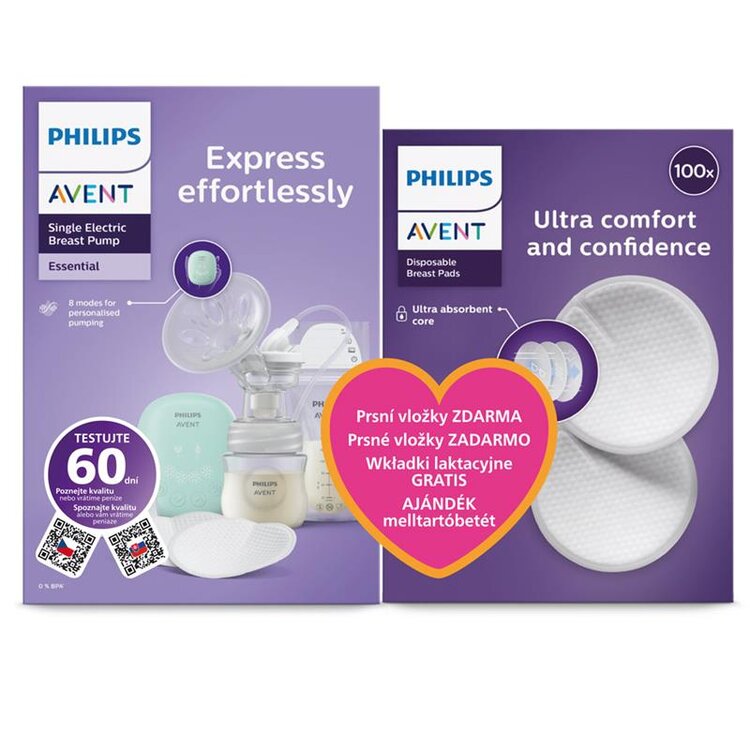 Philips AVENT Odsávačka mateřského mléka elektrická sada Essential SCD323/20+Dárek Philips Avent