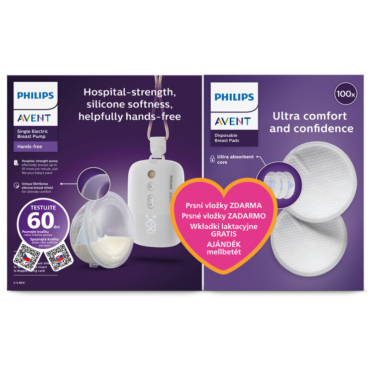 Philips AVENT Odsávačka mateřského mléka elektrická Hands-Free Premium Plus SCF531/11+Dárek Philips Avent