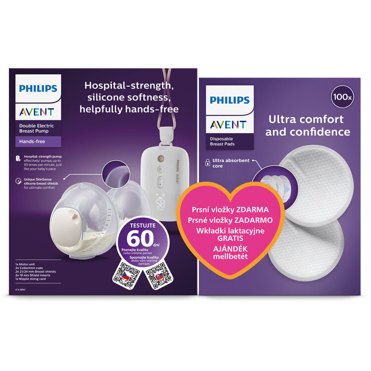Philips AVENT Odsávačka mateřského mléka elektrická Hands-Free DUO Premium Plus SCF532/11+Dárek Philips Avent