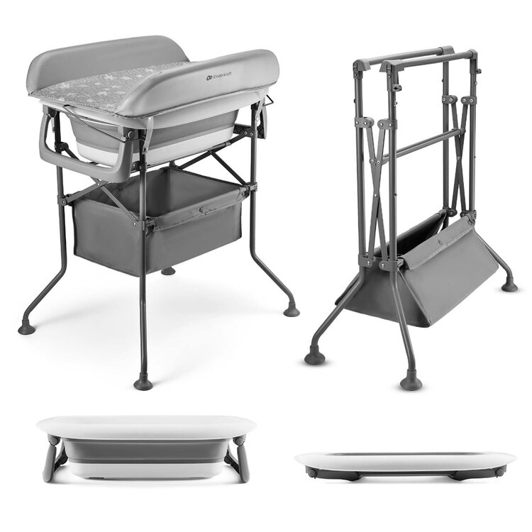KINDERKRAFT Stolek přebalovací s vaničkou Bubbly Grey Kinderkraft