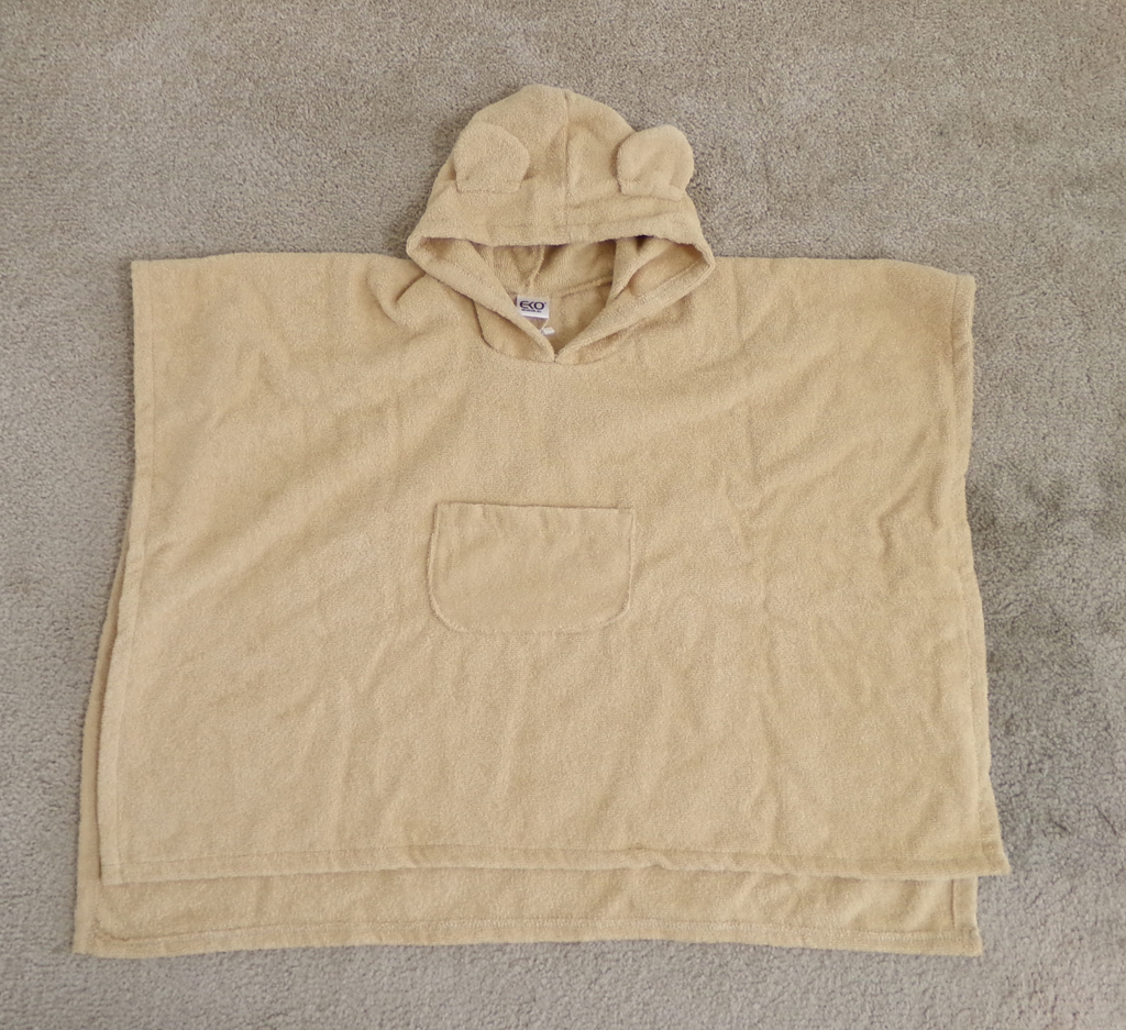 EKO Pončo bavlněné s kapucí a oušky Beige 75x120 cm Eko