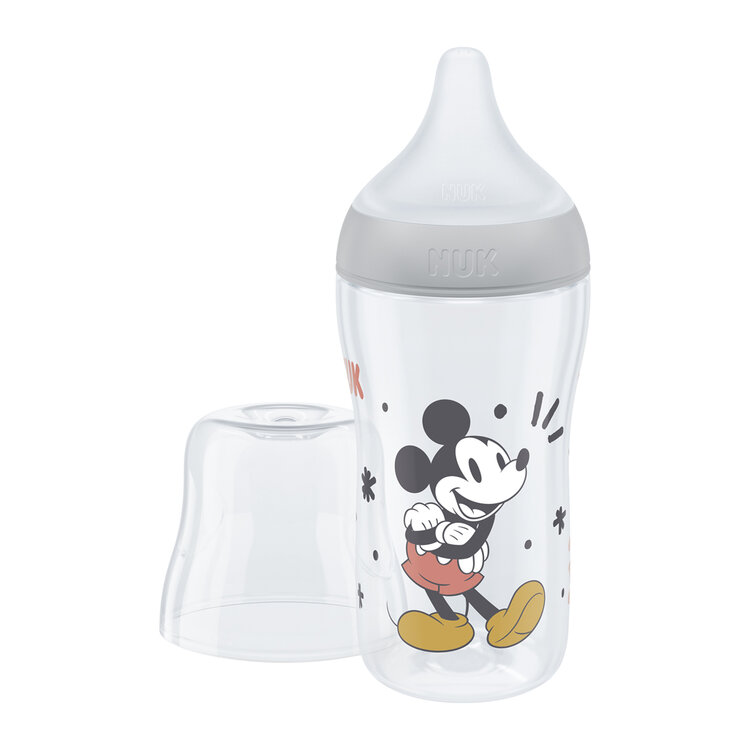 NUK Láhev kojenecká Mickey s kontrolou teploty Perfect Match 260 ml šedá Nuk