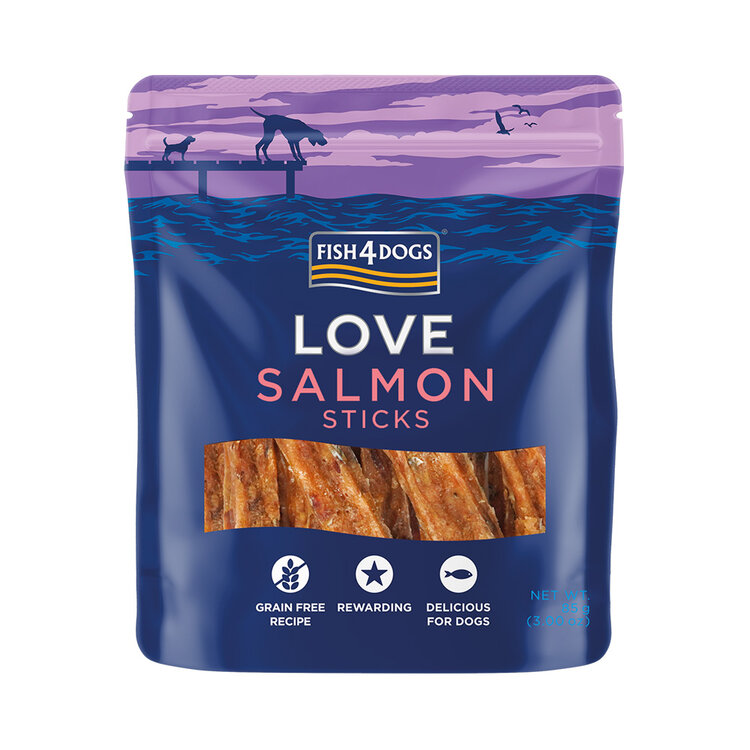 FISH4DOGS Pamlsky pro psy LOVE s lososem - tyčinky 85 g FISH4DOGS