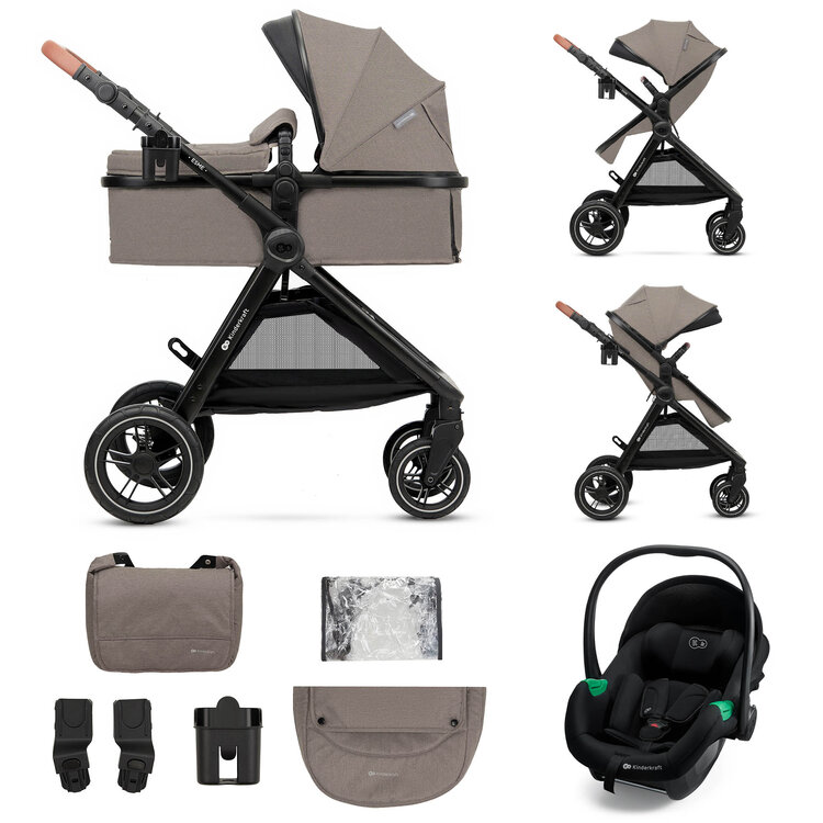 KINDERKRAFT Kočárek kombinovaný 3v1 Esme Pro Sand Beige Kinderkraft