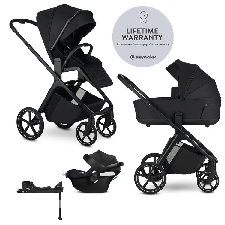 EASYWALKER Kočárek kombinovaný Zoey Pure Black + CBX By CYBEX Aton B2 i-Size + základna Easywalker