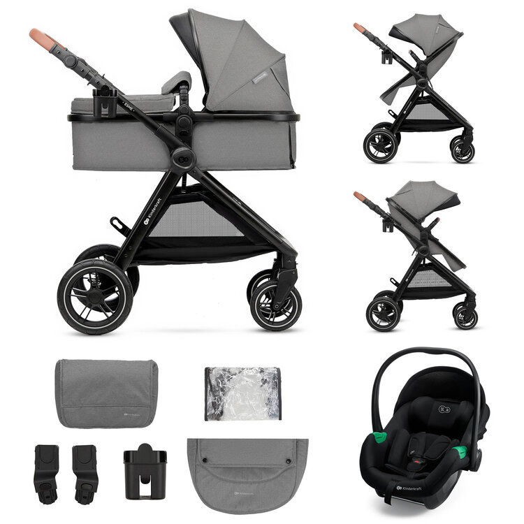 KINDERKRAFT Kočárek kombinovaný 3v1 Esme Pro Moonlight Grey Kinderkraft