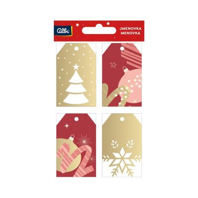 Dárková visačka 12 ks - Červeno-zlaté Vánoce Albi Albi