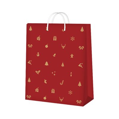 Dárková taška velká - Červená vánoční s ražbou (26 × 12