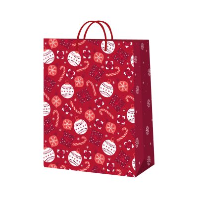 Dárková taška velká - Červené vánoční motivy (26 × 12