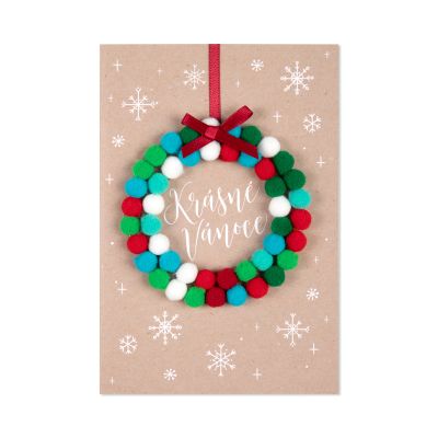 3D vánoční přání - Věnec z bambulek Albi Albi