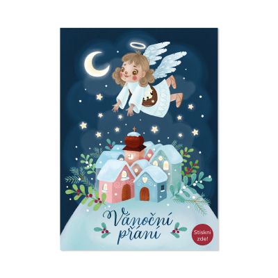 Vánoční svítící přání - Andílek nad městem Albi Albi