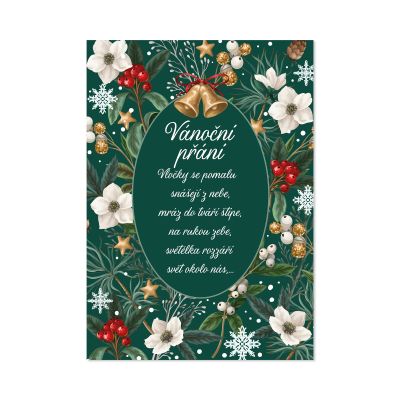 Vánoční hrací přání - Bílé květy a bobule Albi Albi