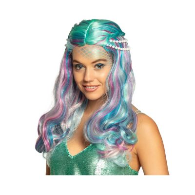 Paruka dlouhá tyrkys s perlami mořská panna Albi Albi