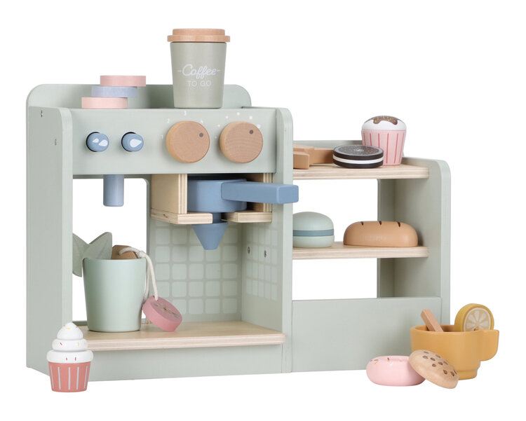 LITTLE DUTCH Kávovar dřevěný velký s příslušenstvím Coffee House Little Dutch