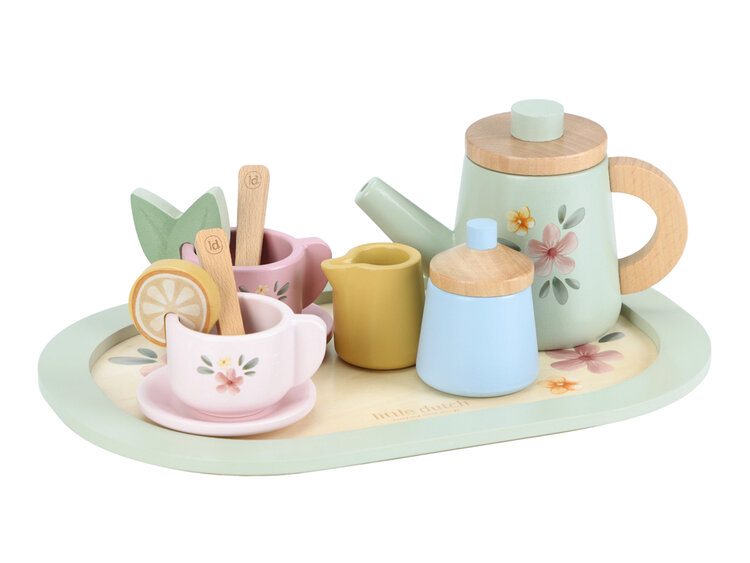LITTLE DUTCH Čajový set dřevěný s květinovým potiskem Little Dutch