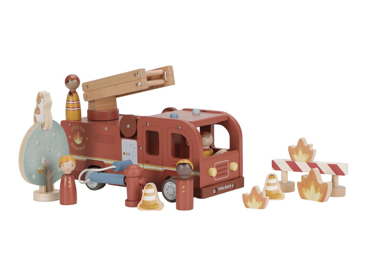 LITTLE DUTCH Náklaďák hasičský dřevěný Little Dutch
