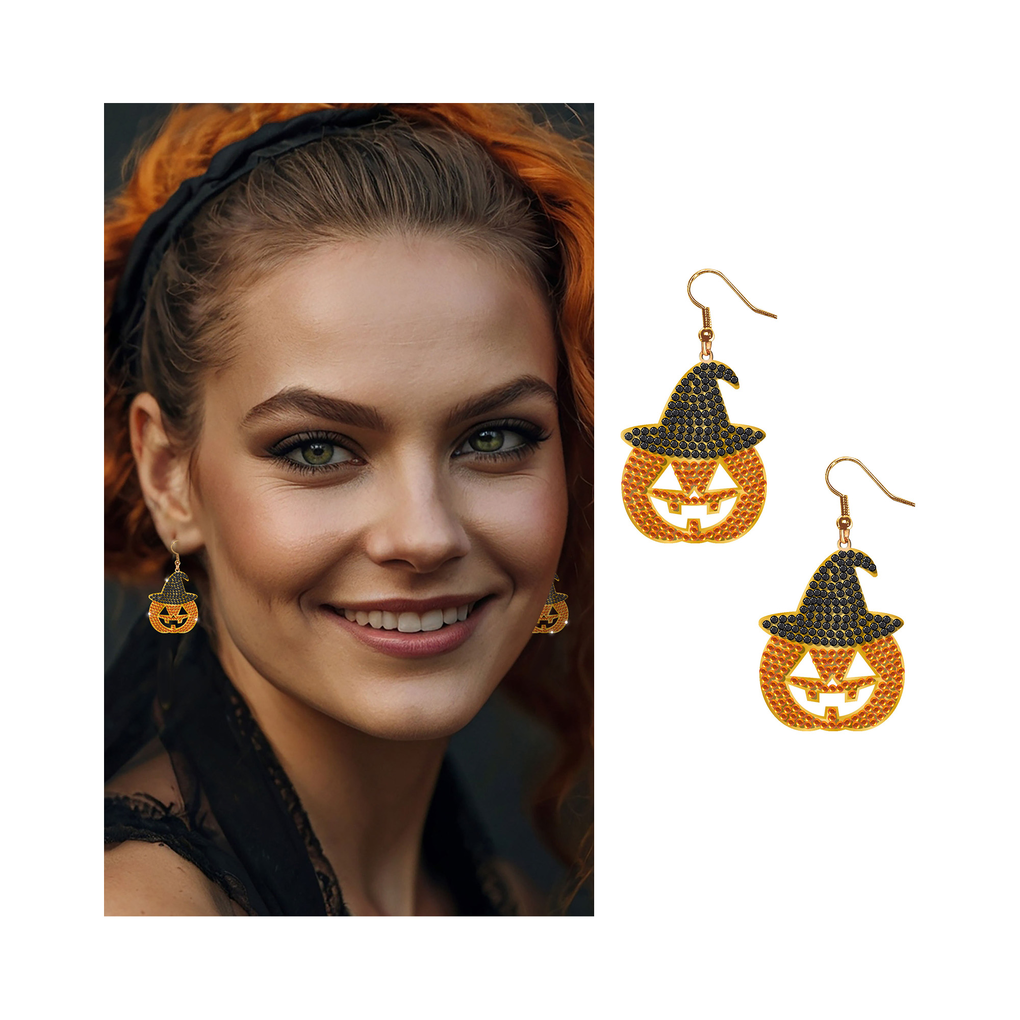 Náušnice Halloween Dýně s kamínky Albi Albi