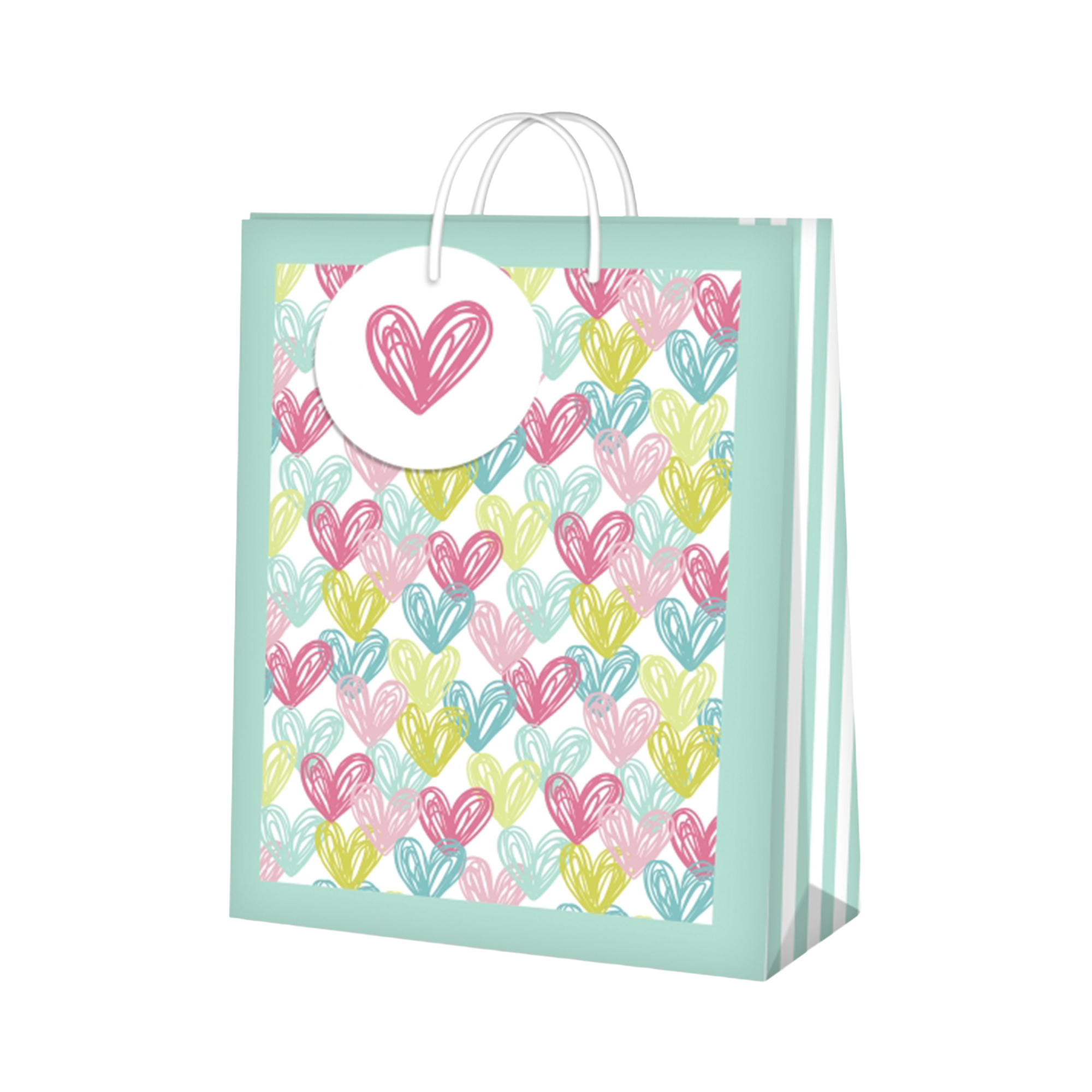 Dárková taška velká - Pastelová srdíčka (26 × 12