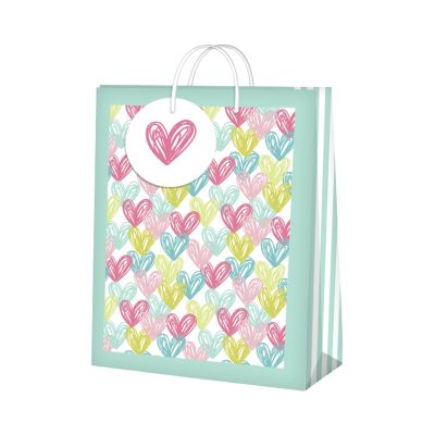 Dárková taška velká - Pastelová srdíčka (26 × 12