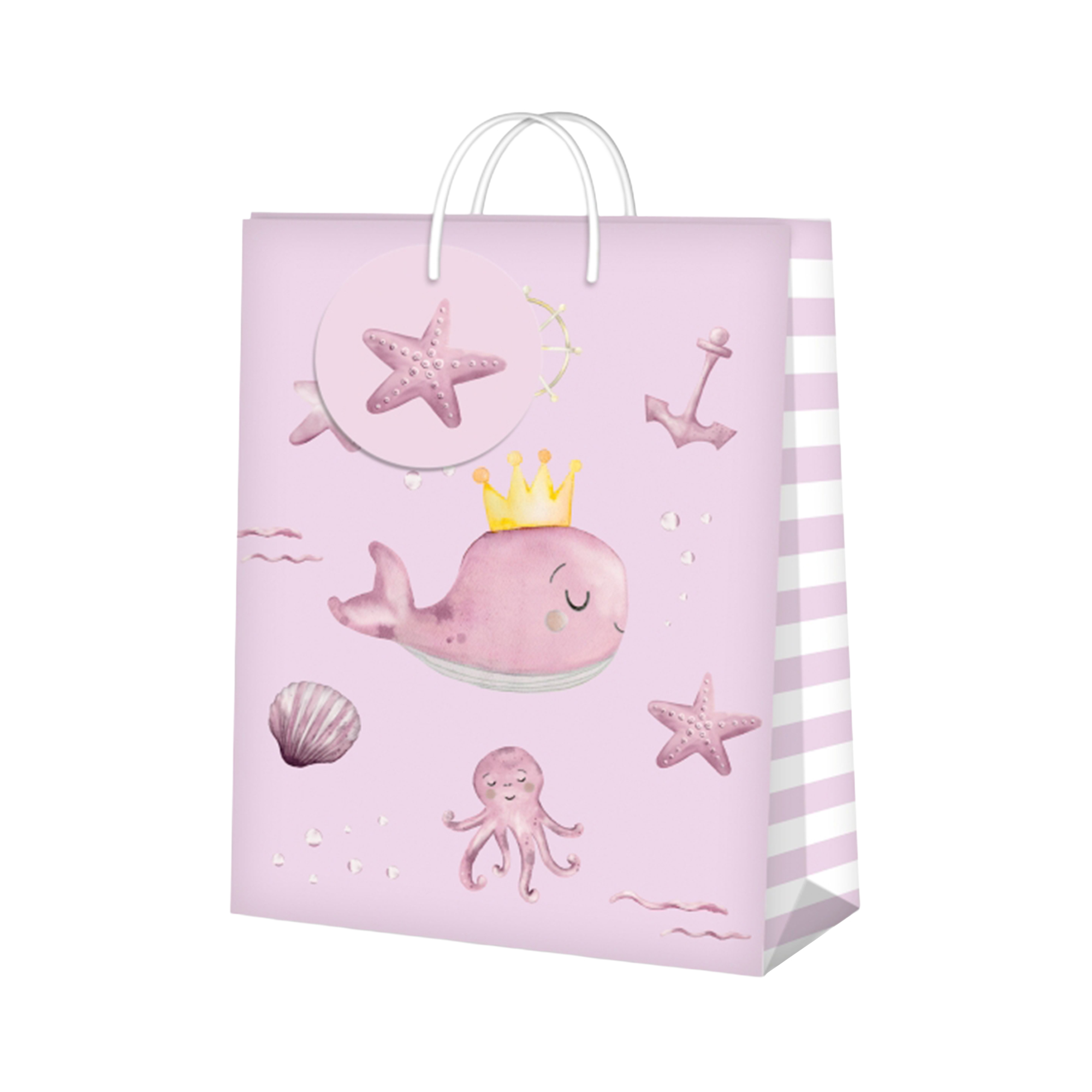 Dárková taška velká - Narození holčičky velryba (26 × 12