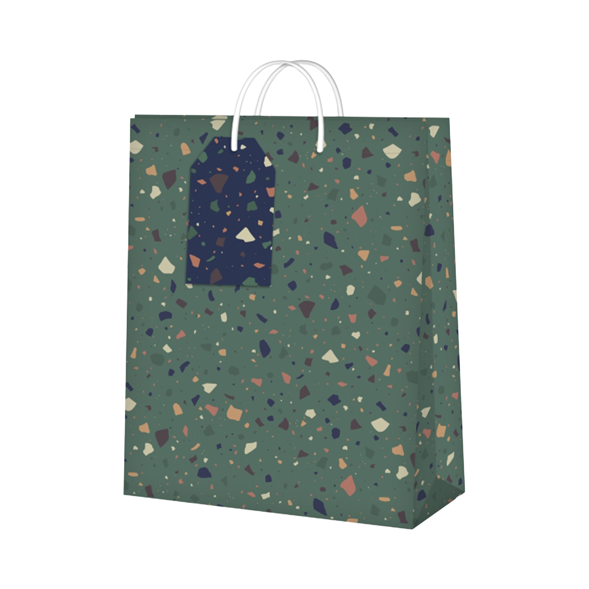 Dárková taška velká - Zelené terrazzo (26 × 12