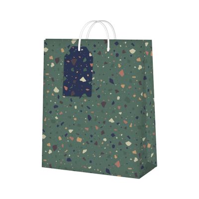 Dárková taška velká - Zelené terrazzo (26 × 12