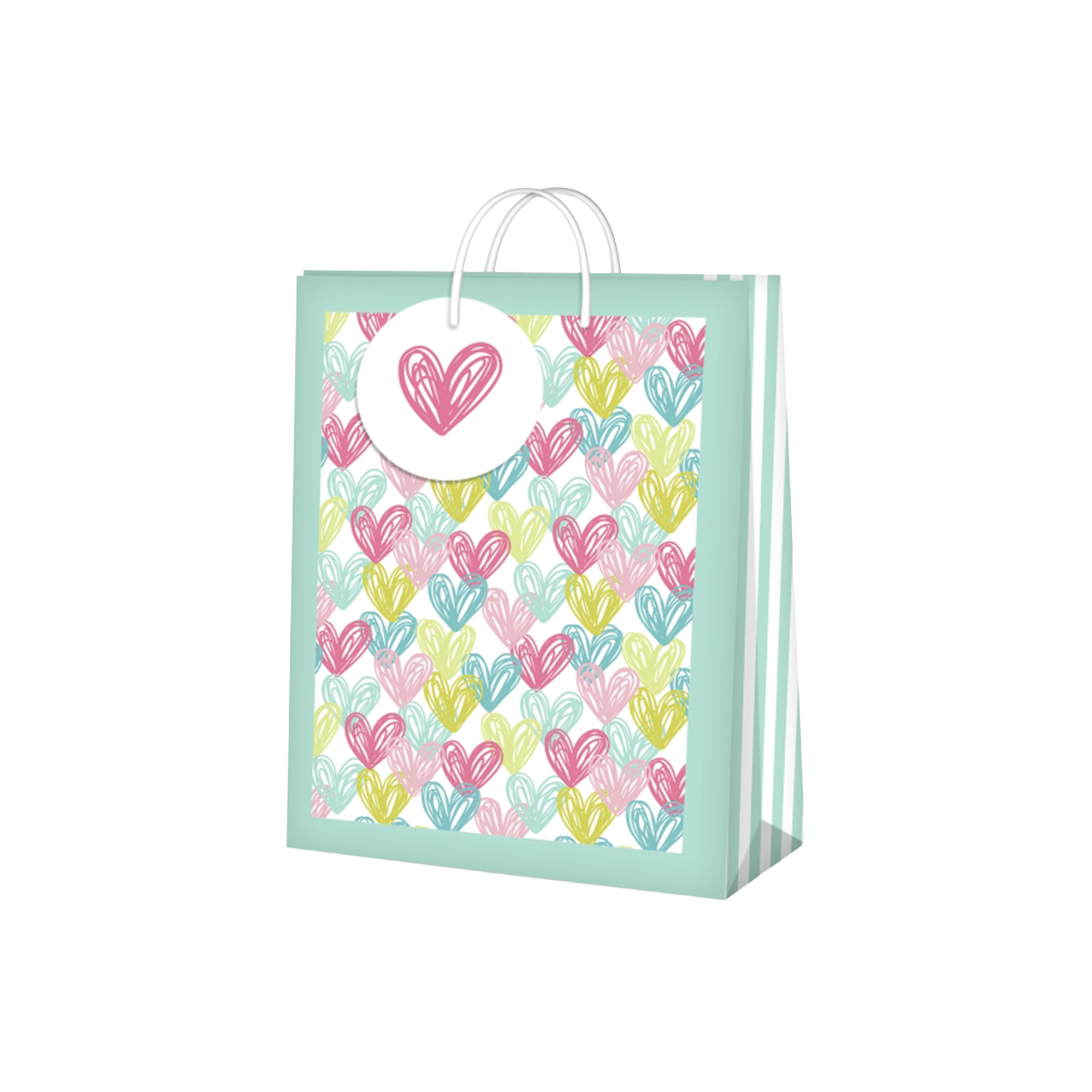 Dárková taška malá - Pastelová srdíčka (17