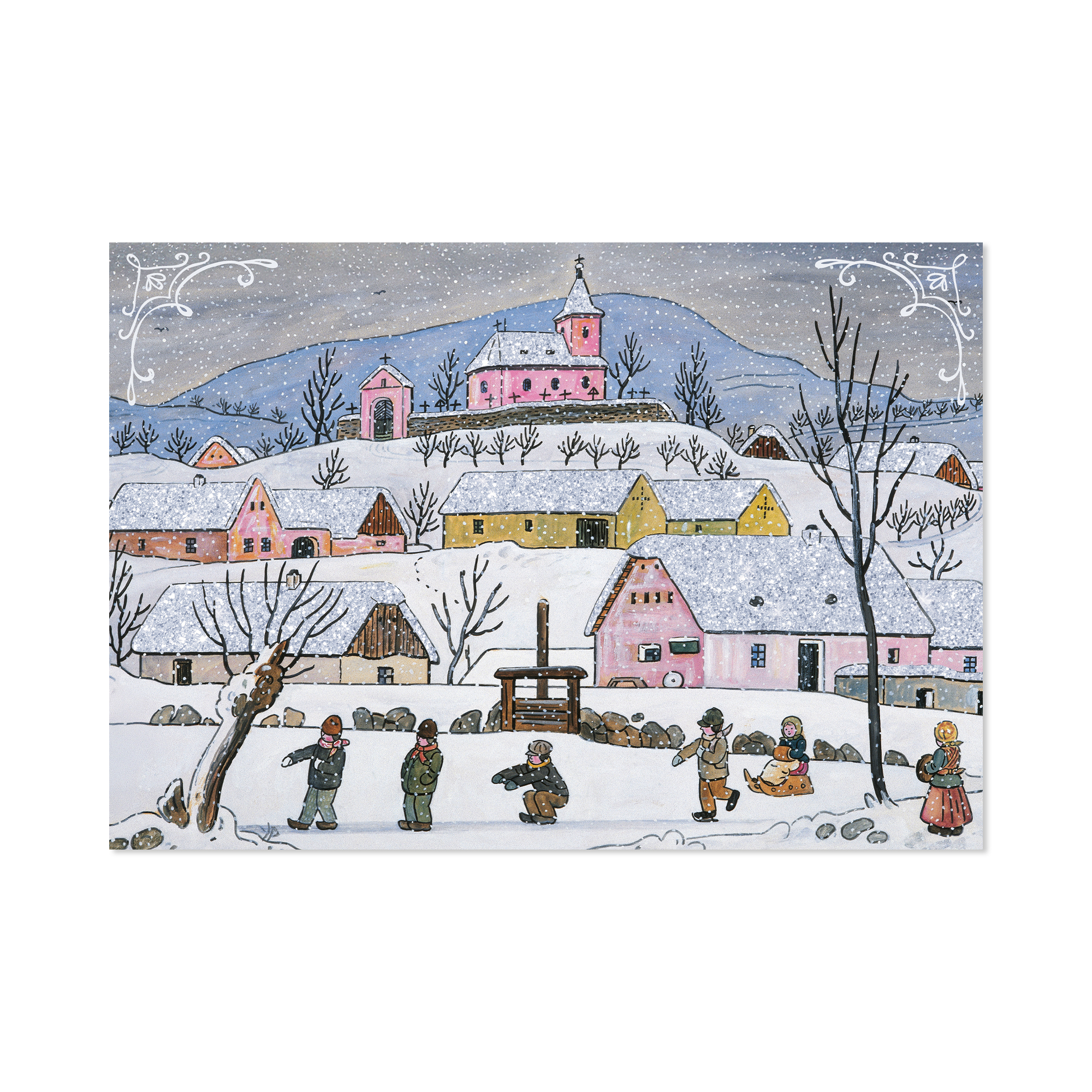 Vánoční přání Josef Lada - Děti u rybníka Albi Albi