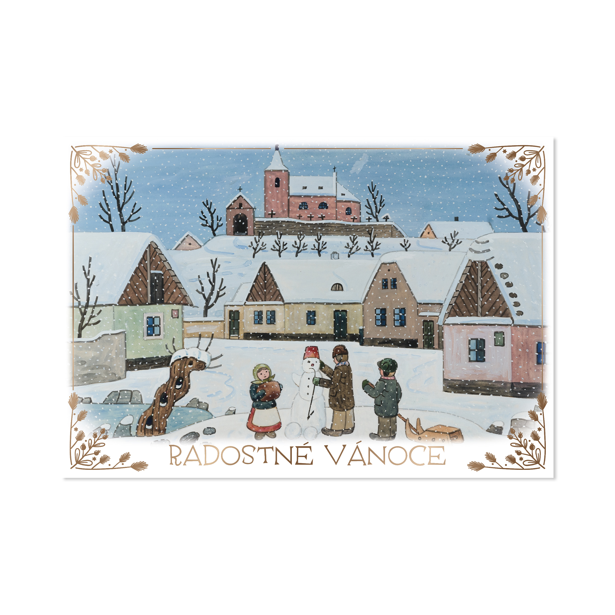 Vánoční přání Josef Lada - Děti staví sněhuláka Albi Albi